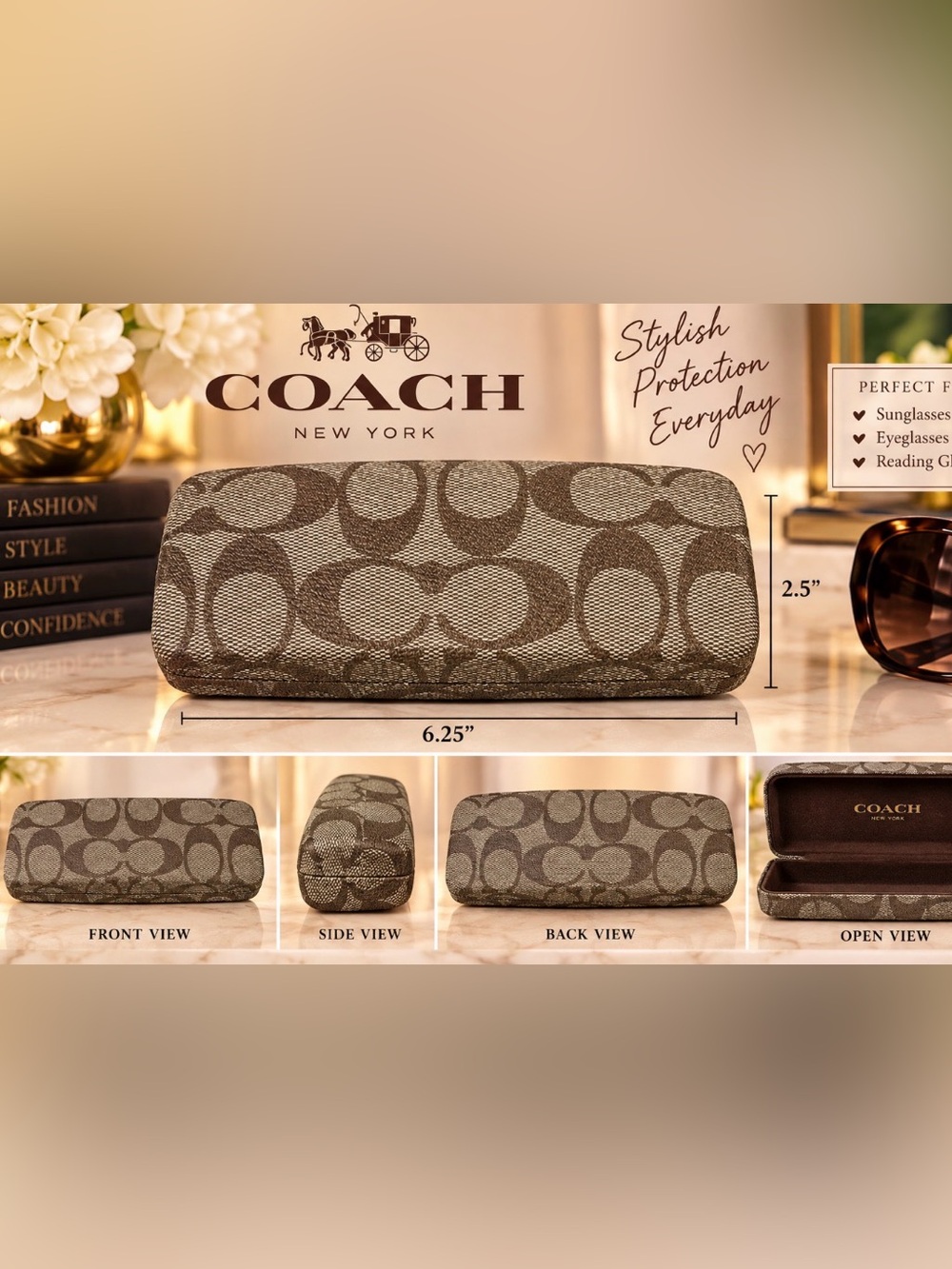 Coach Signature Canvas Eyeglass Case in Brown/Tan